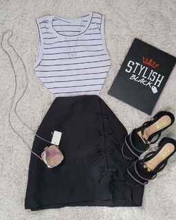 Cropped Feminino Tricot Fio Modal Zebra Regata